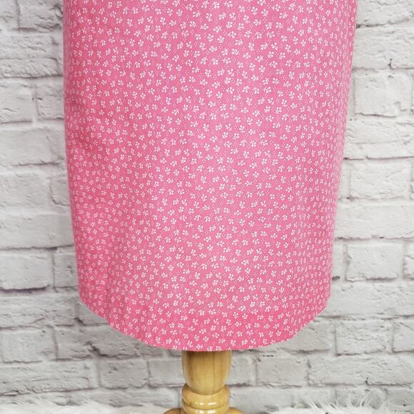 VTG Pink White Floral House Day Dress Pearl Snap Front Short Sleeve Pocket Sz S - Picture 11 of 14